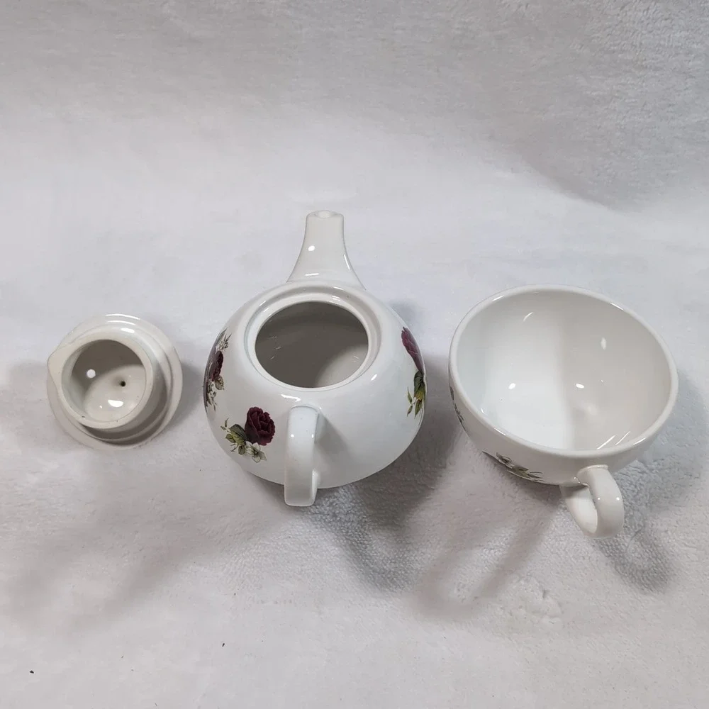 Vtg Arthur Wood & Son Tea for One Set Staffordshire Stackable Rose Floral 6460 - Picture 10 of 14